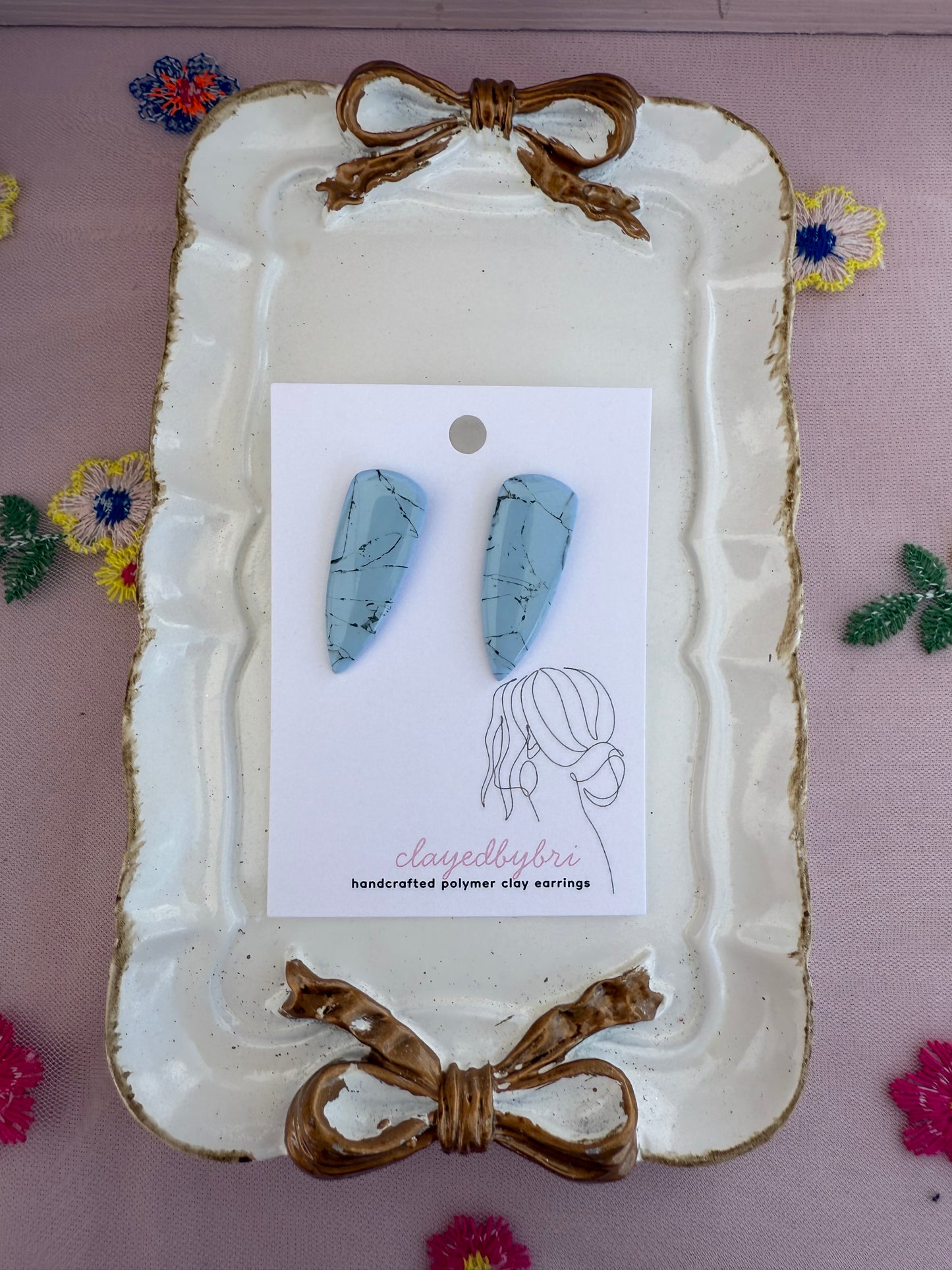 Light Blue Dagger Shaped Earrings