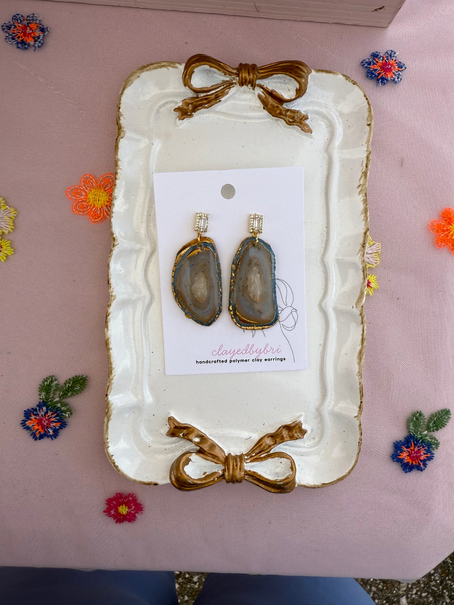 Blue & Gold Crystal-Like Dangles