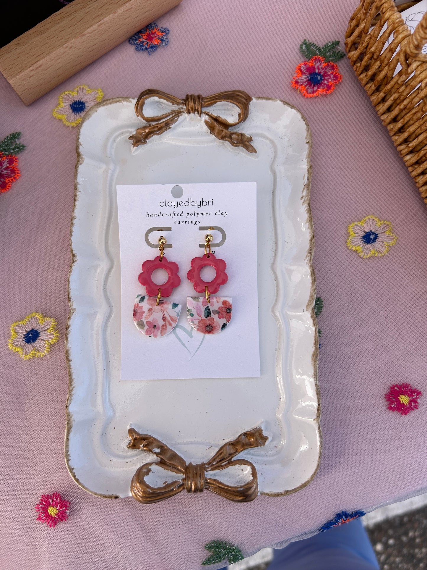 Pink Floral Pattern Dangles