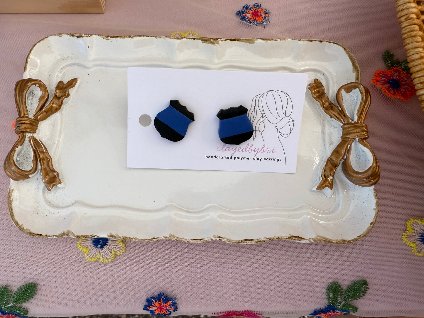 Thin Blue Line Badge Studs