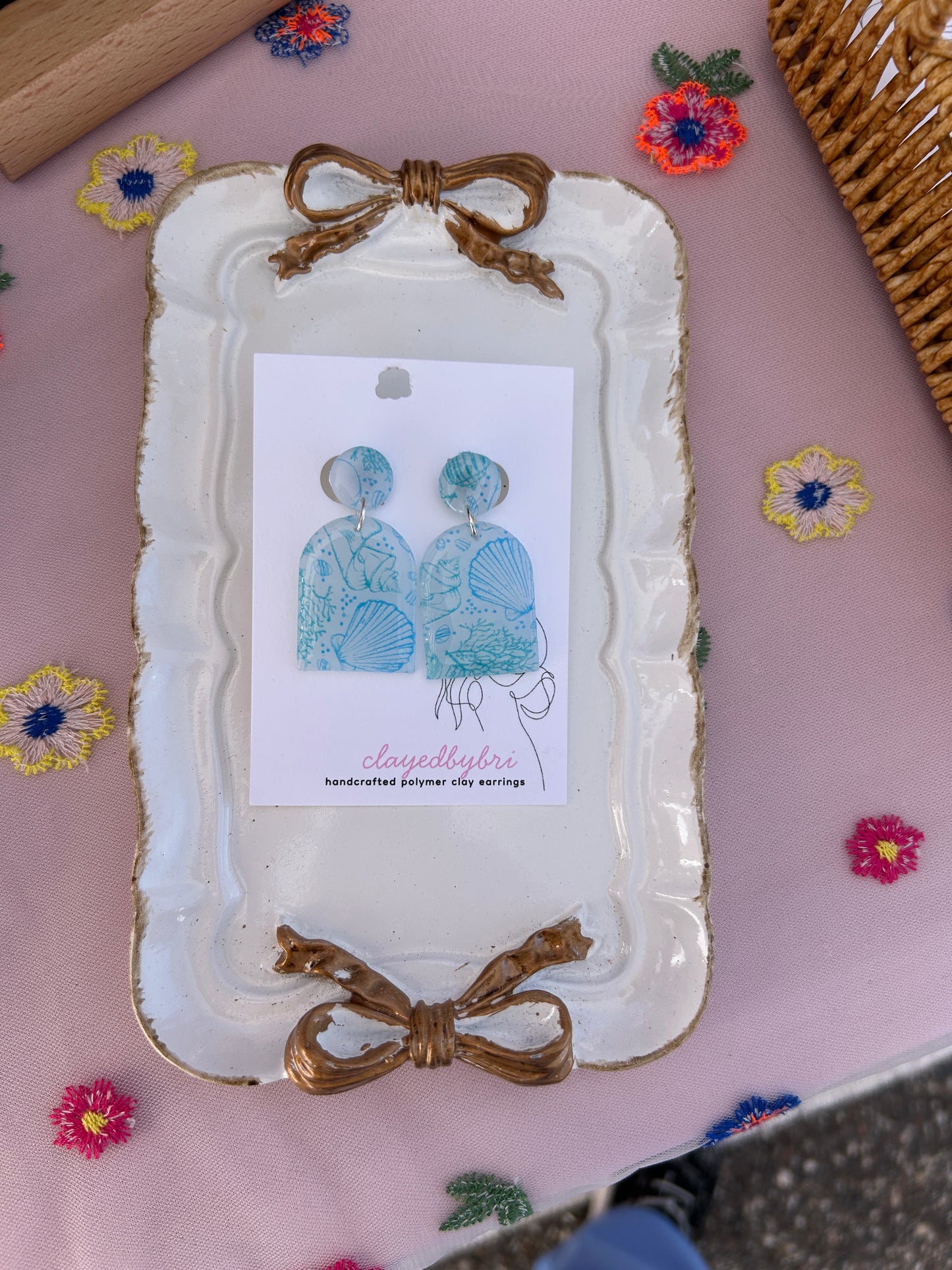 Sea Patterned Dangle Earrings