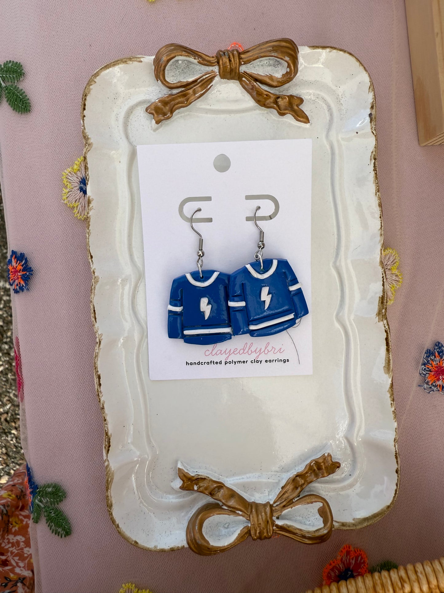 Blue Hockey Jersey with Lightning Bolt