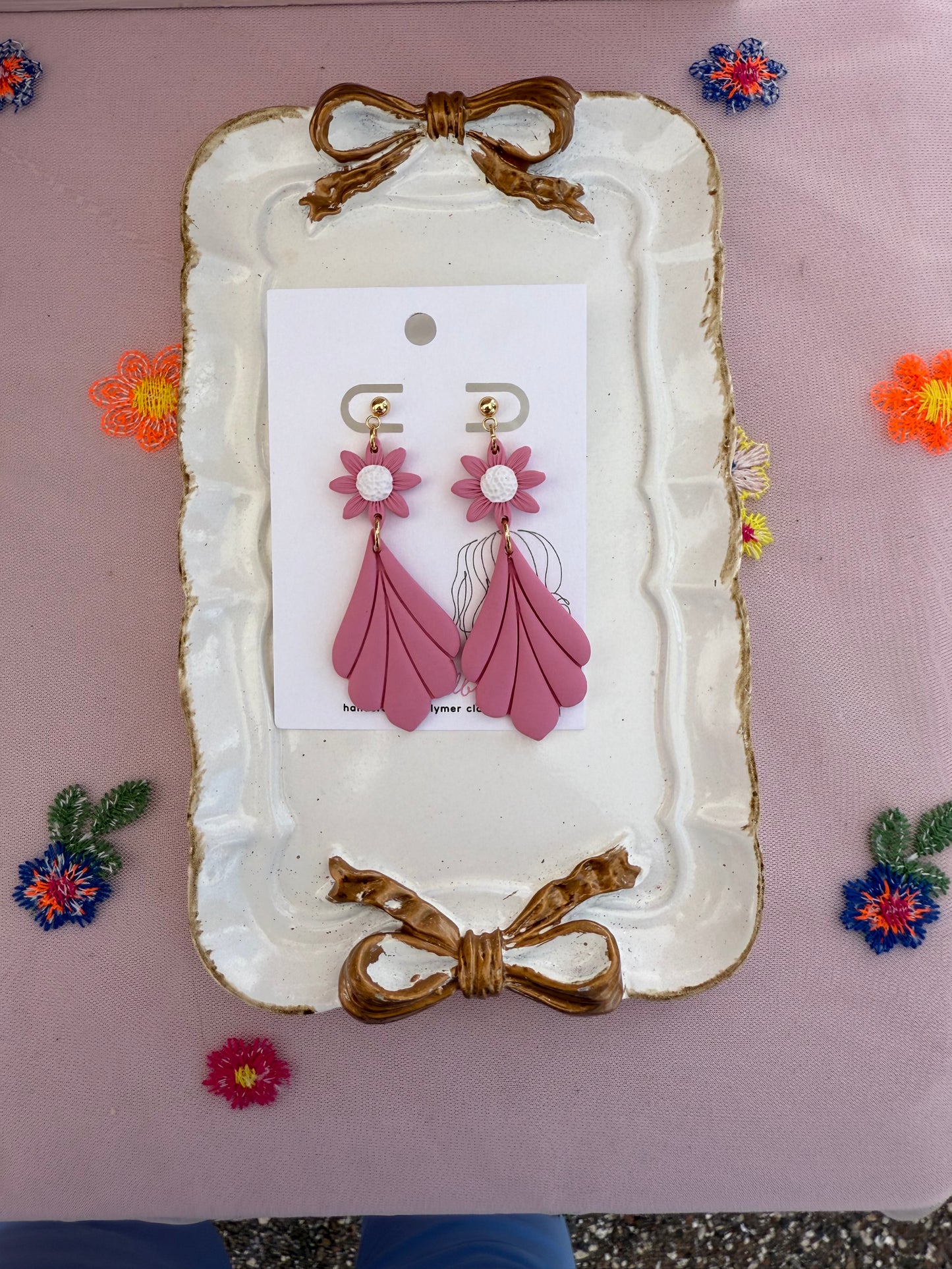 Pink Floral Dangles