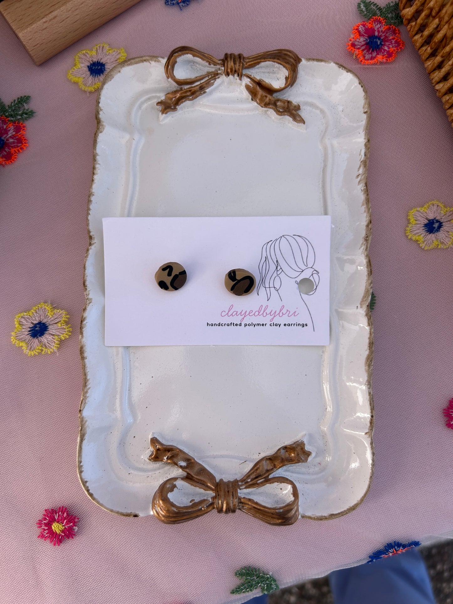 Round Leopard Print Studs