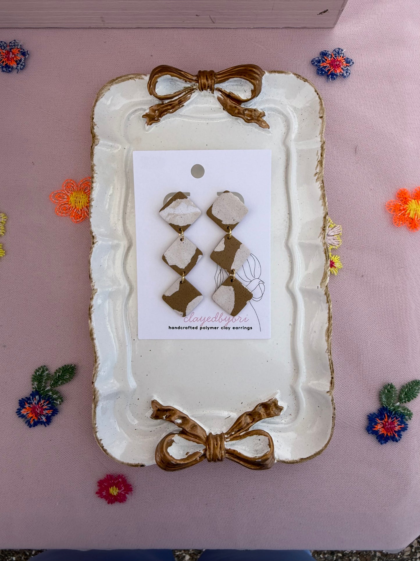 Brown & White Dangles