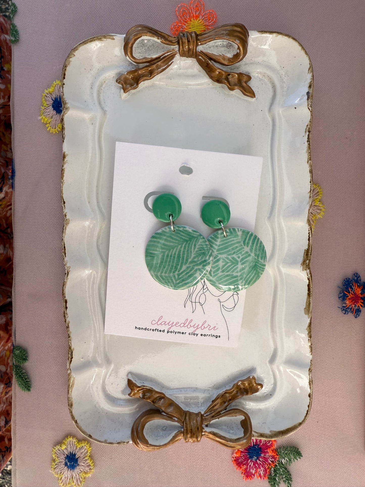 Green Patterned Dangles