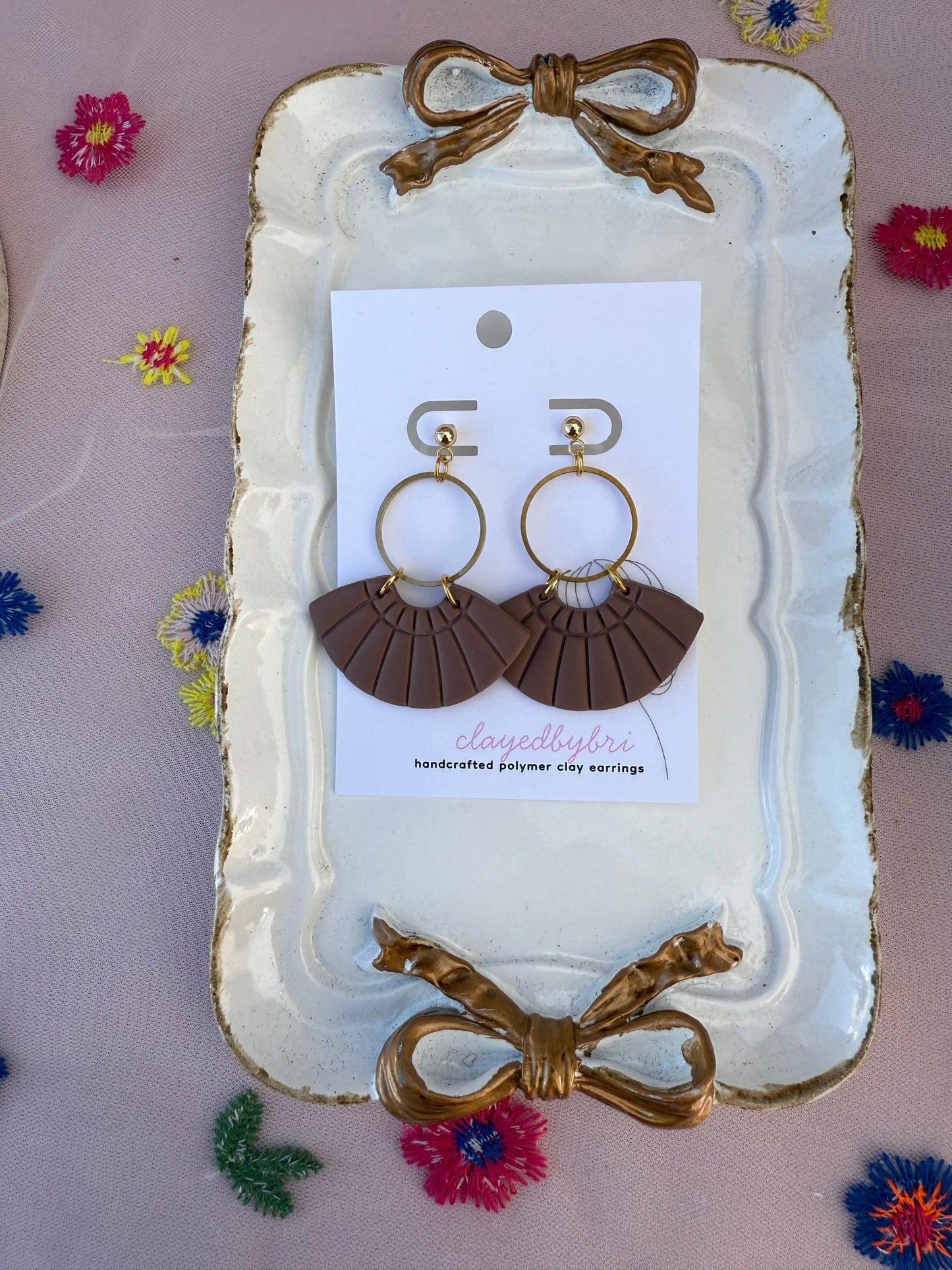 Gold and Brown Fan Dangles