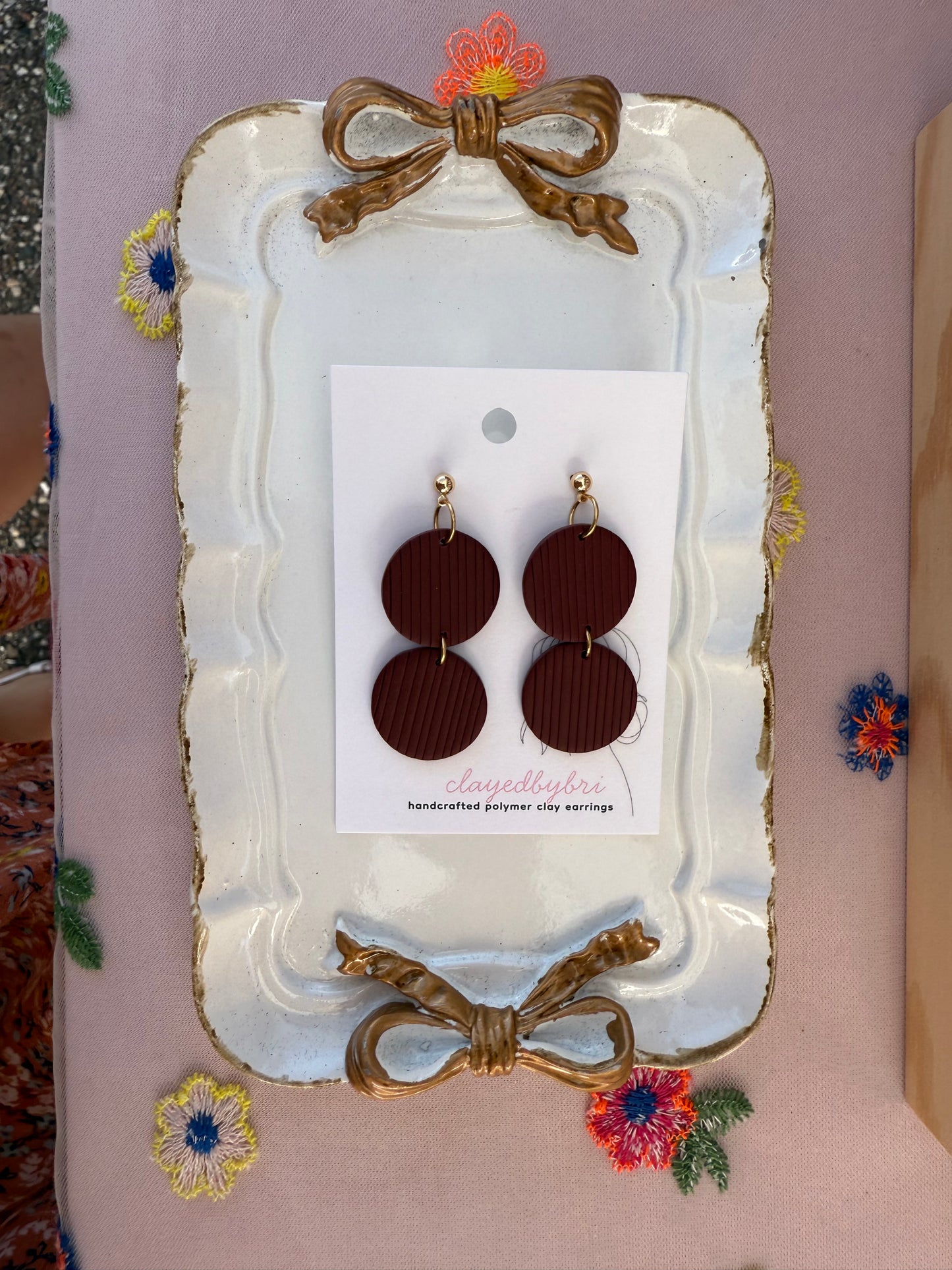 Burgundy Striped Dangles