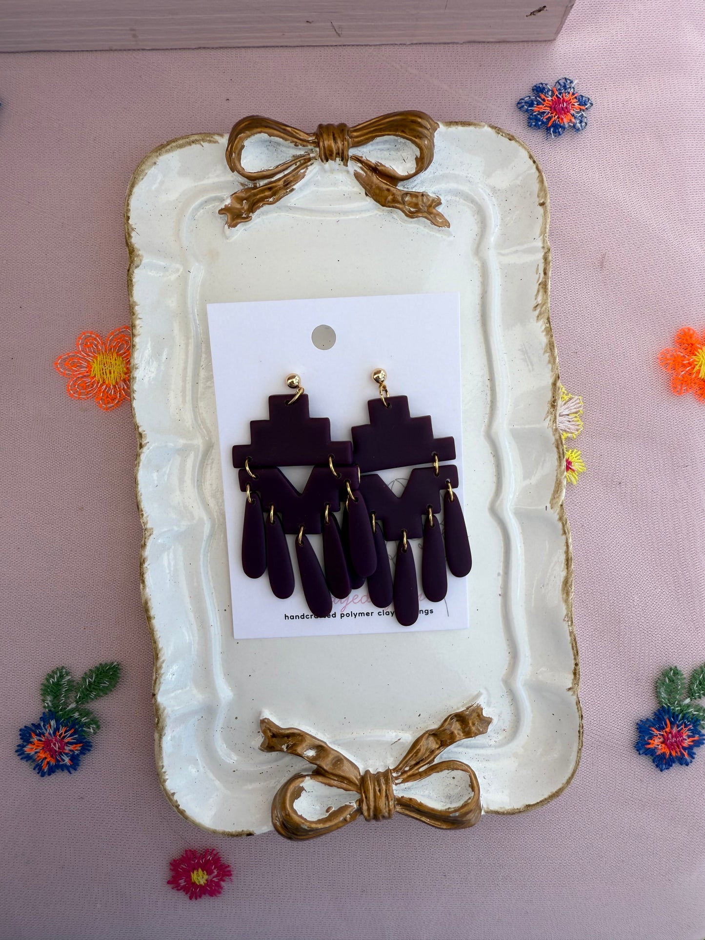 Dark Purple Aztec Dangles