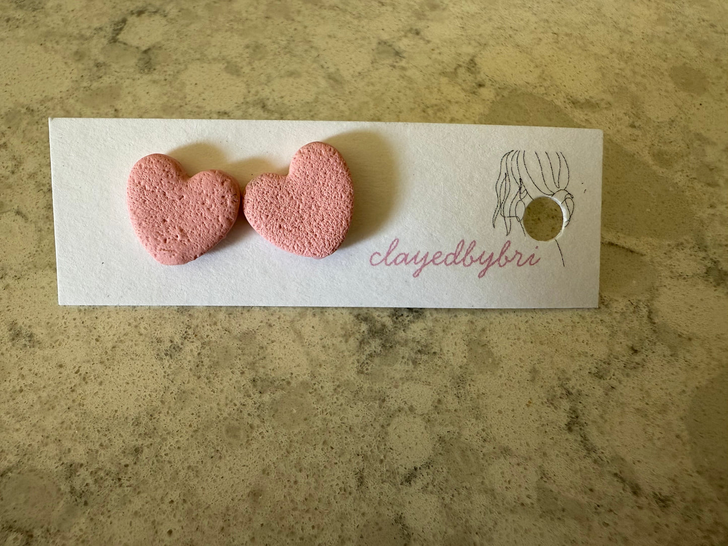 Pink Heart Shaped Studs