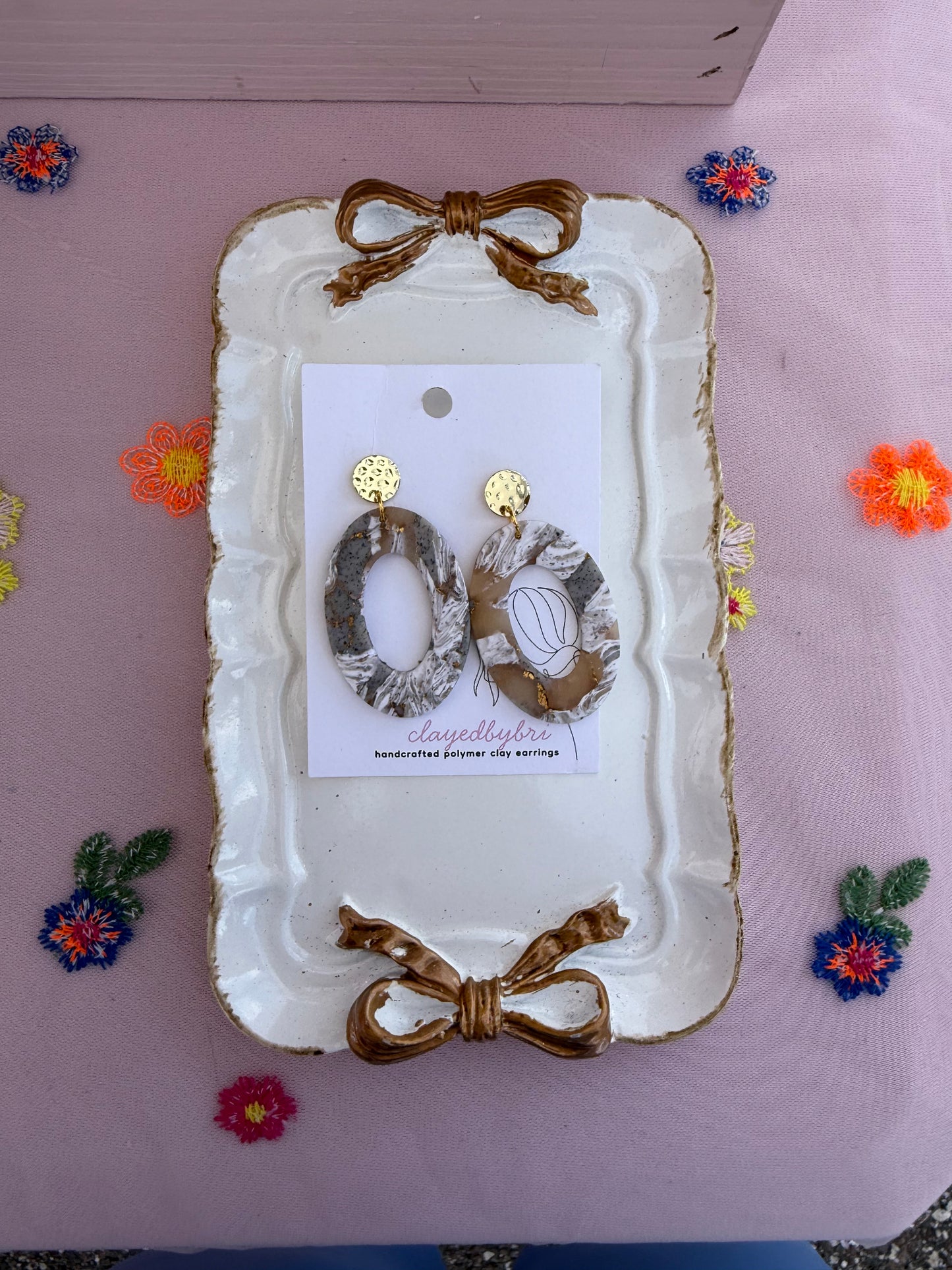 Gray, White, Gold Dangles