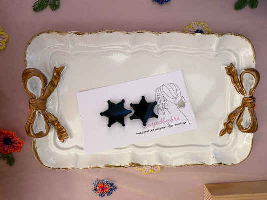 Sheriff Star, Black Studs with Blue Swirls