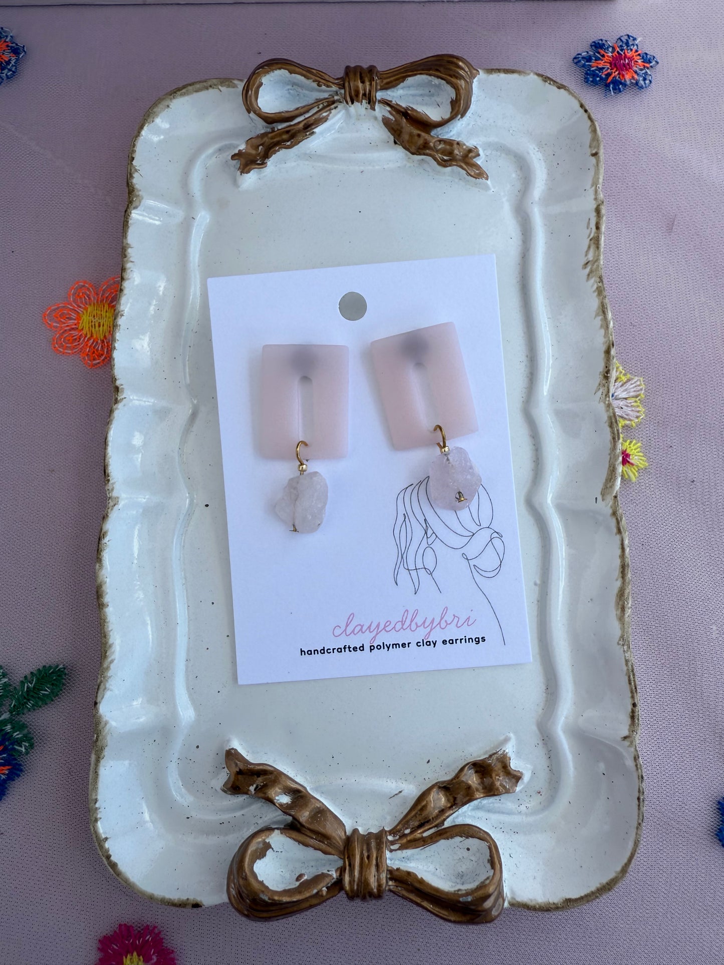 Light Pink Dangles with Crystal