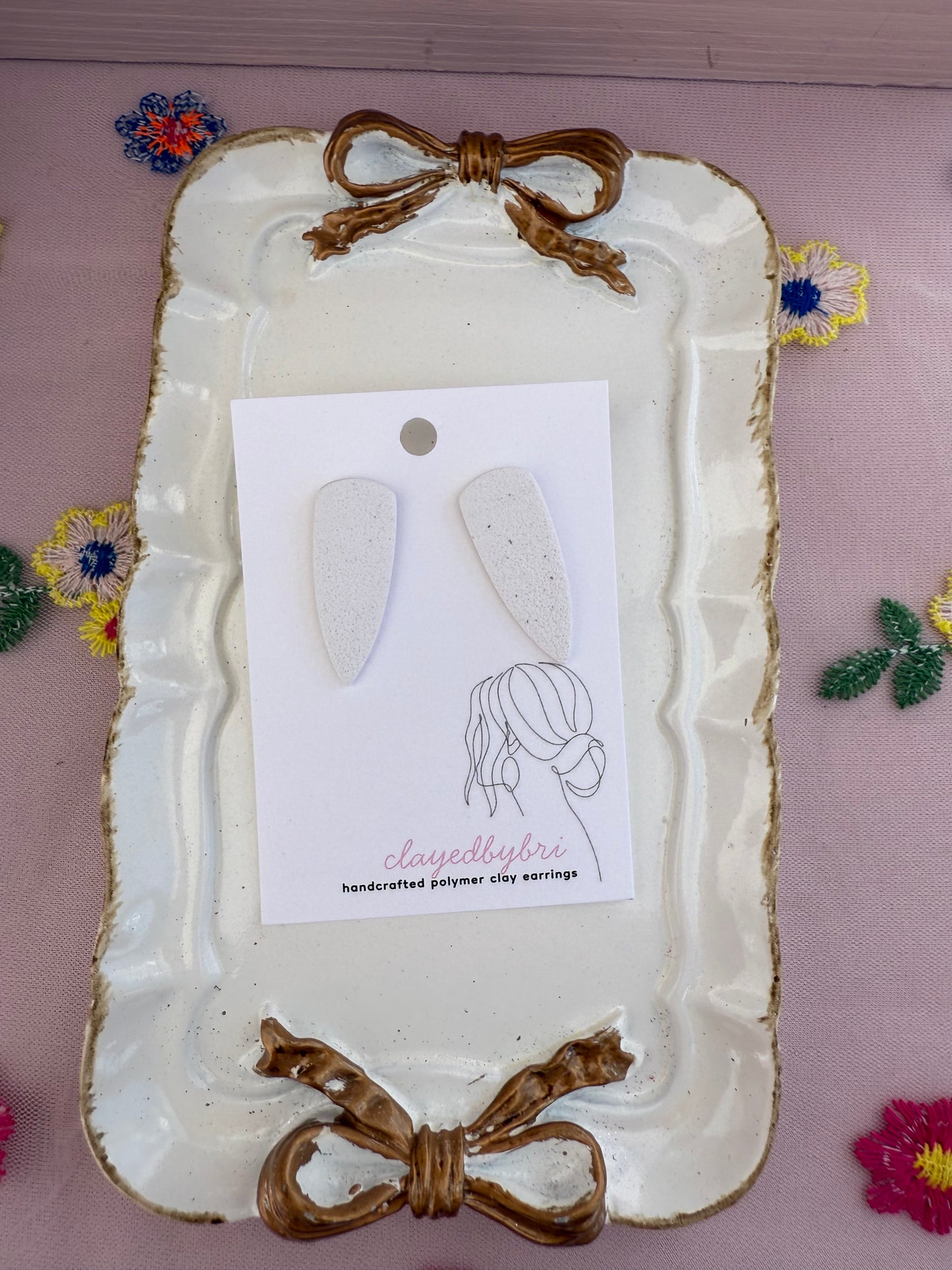 White Dagger Shaped Earrings