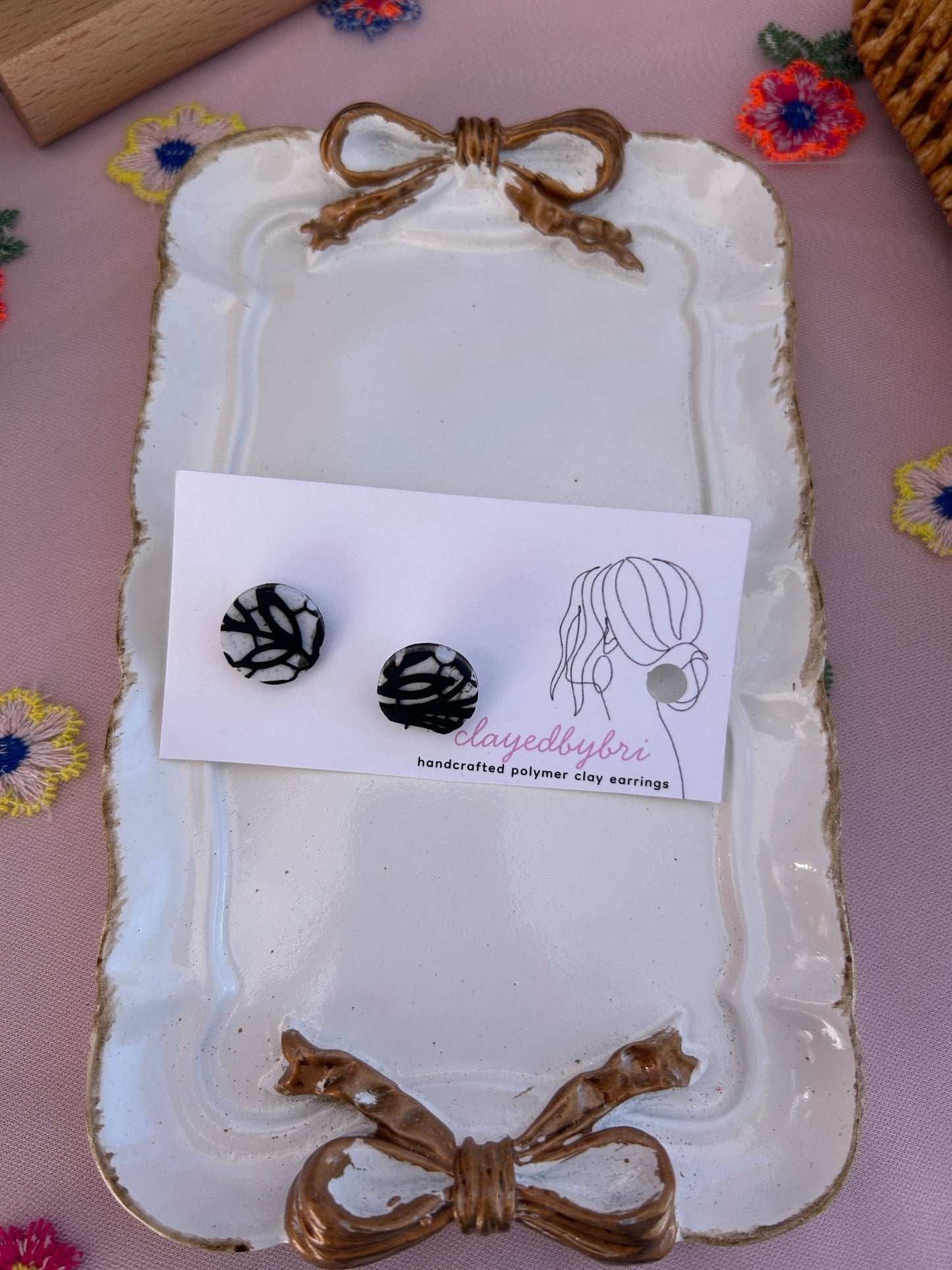 White & Black Lace Studs