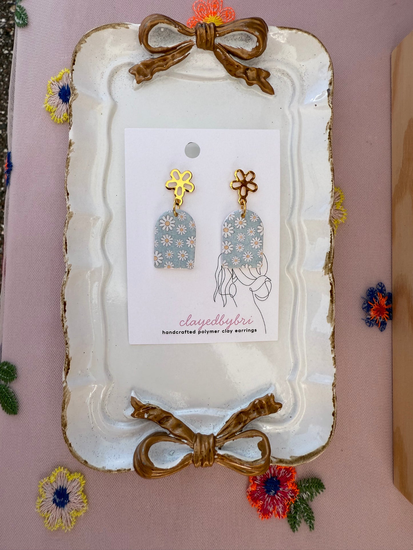 Light Blue Floral Dangles