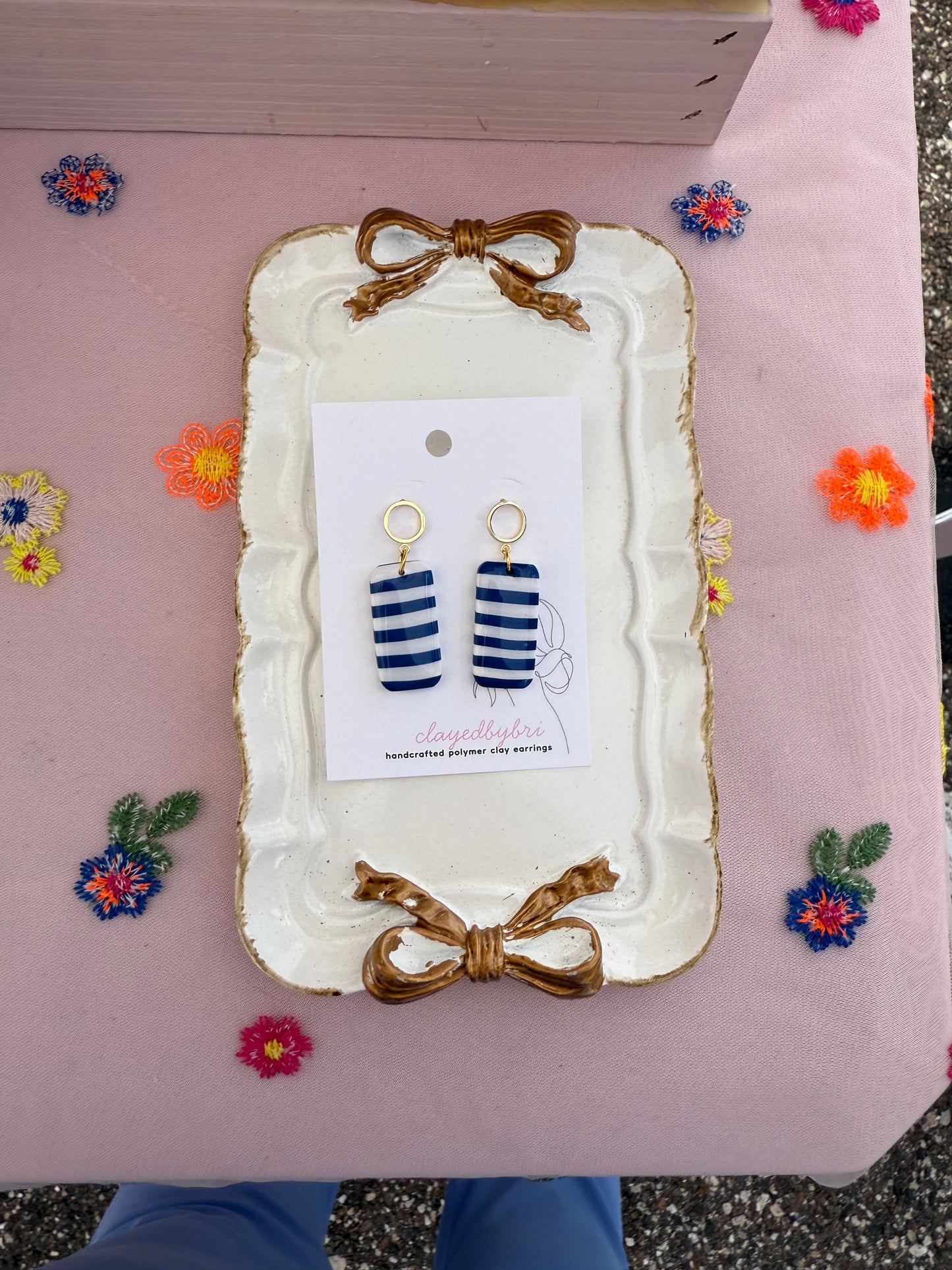 Blue & White Striped Dangles