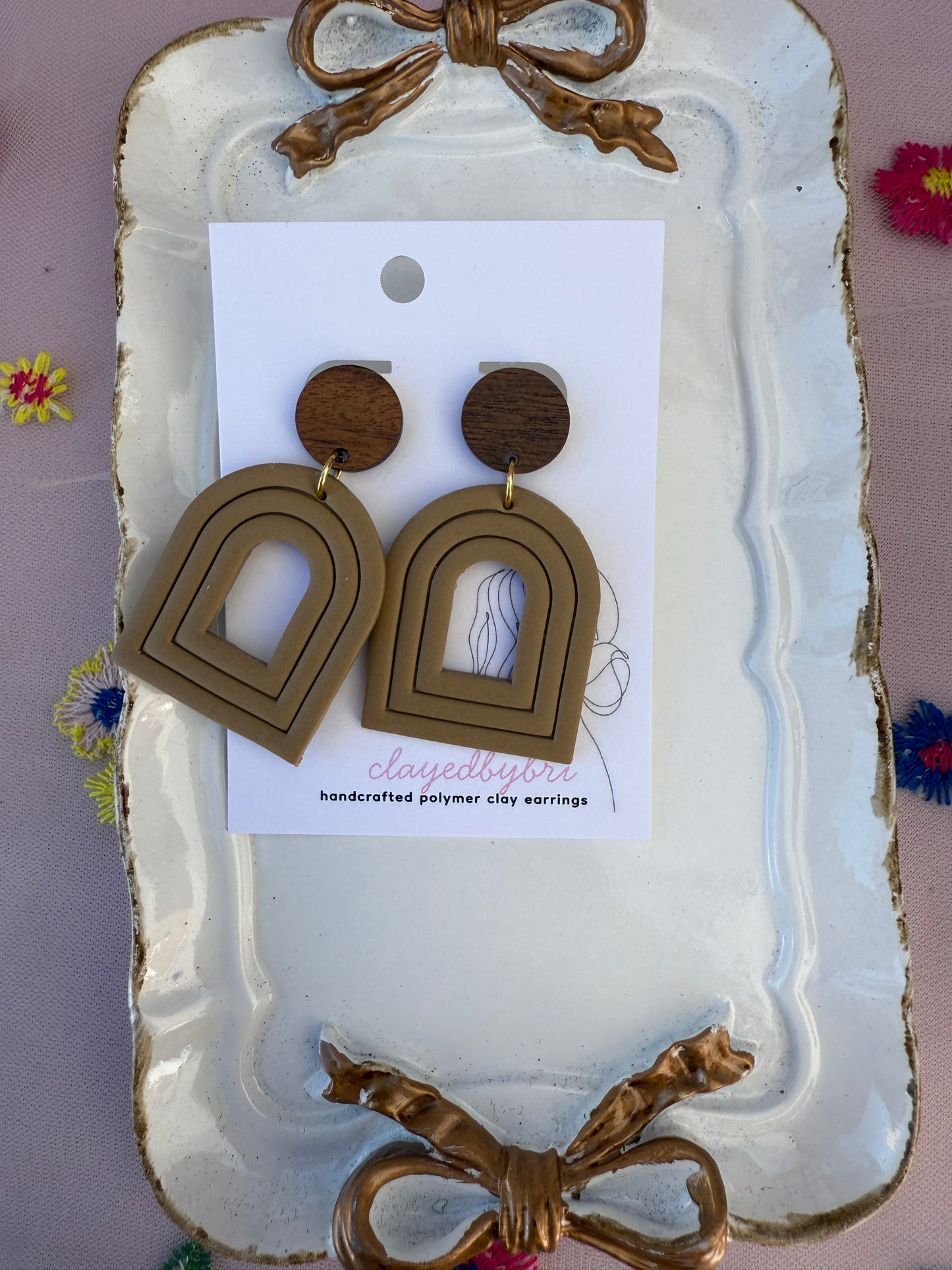 Brown & Wood Arch Dangles