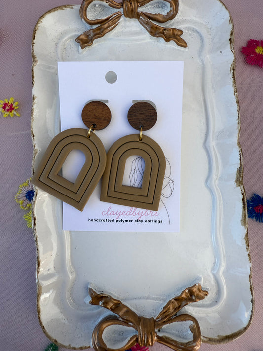 Brown & Wood Arch Dangles