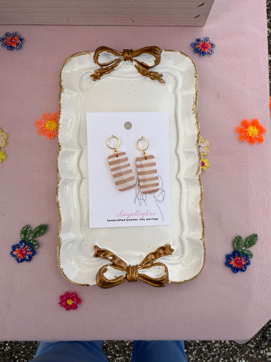 White & Tan Striped Dangles