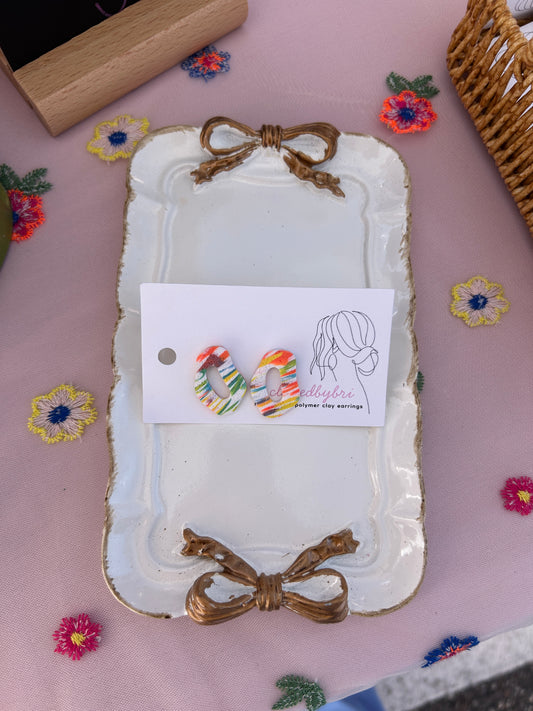 Multi-colored Funky Round Stud Earrings