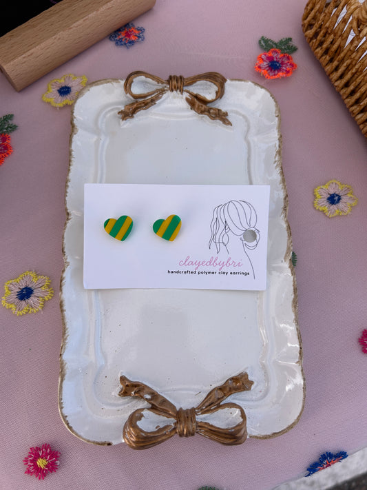 Green & Yellow Striped Hearts