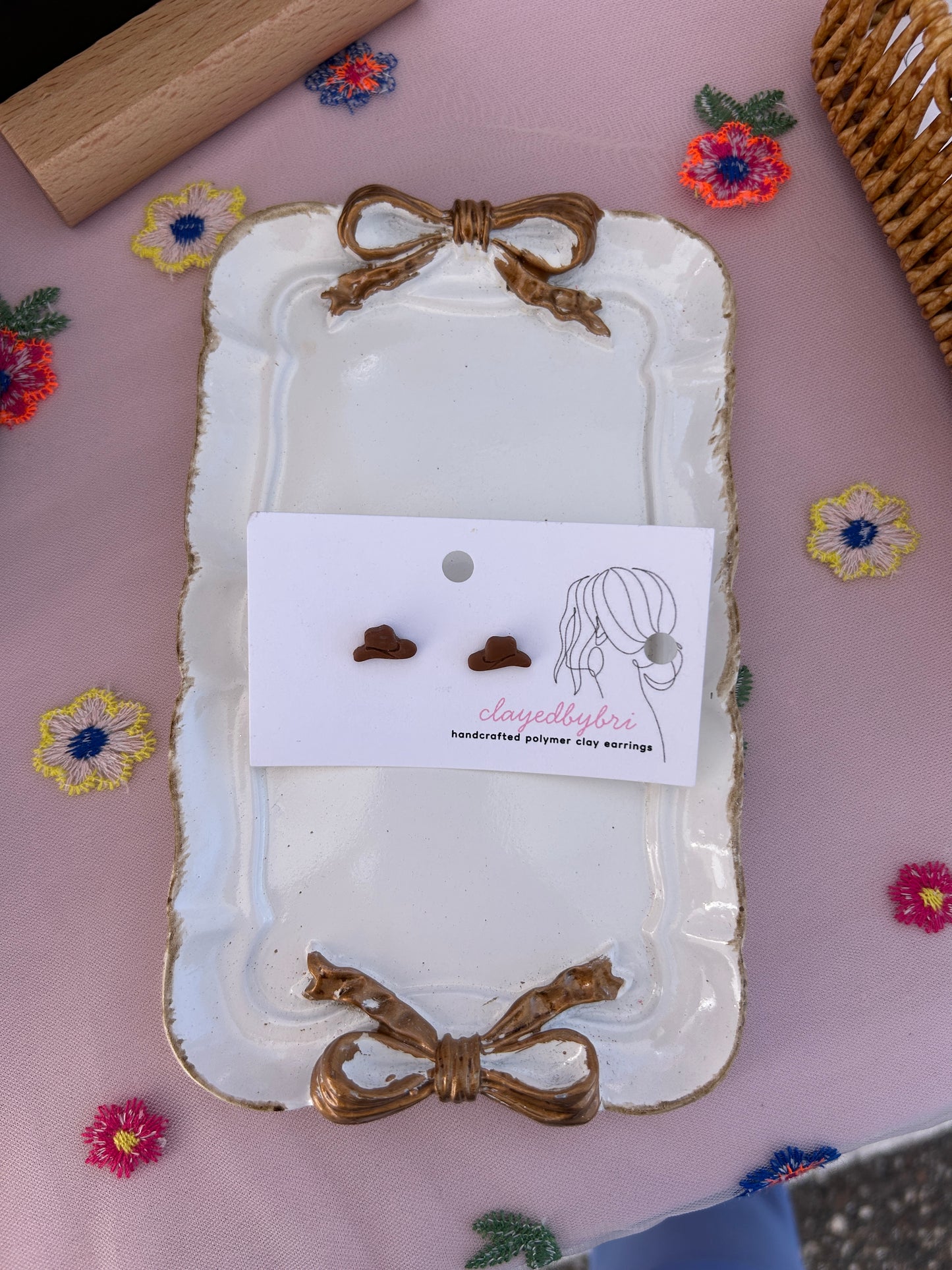 Small Cowboy Hat Stud Earrings