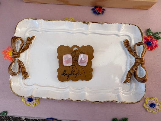 Pink and White Marbled Studs