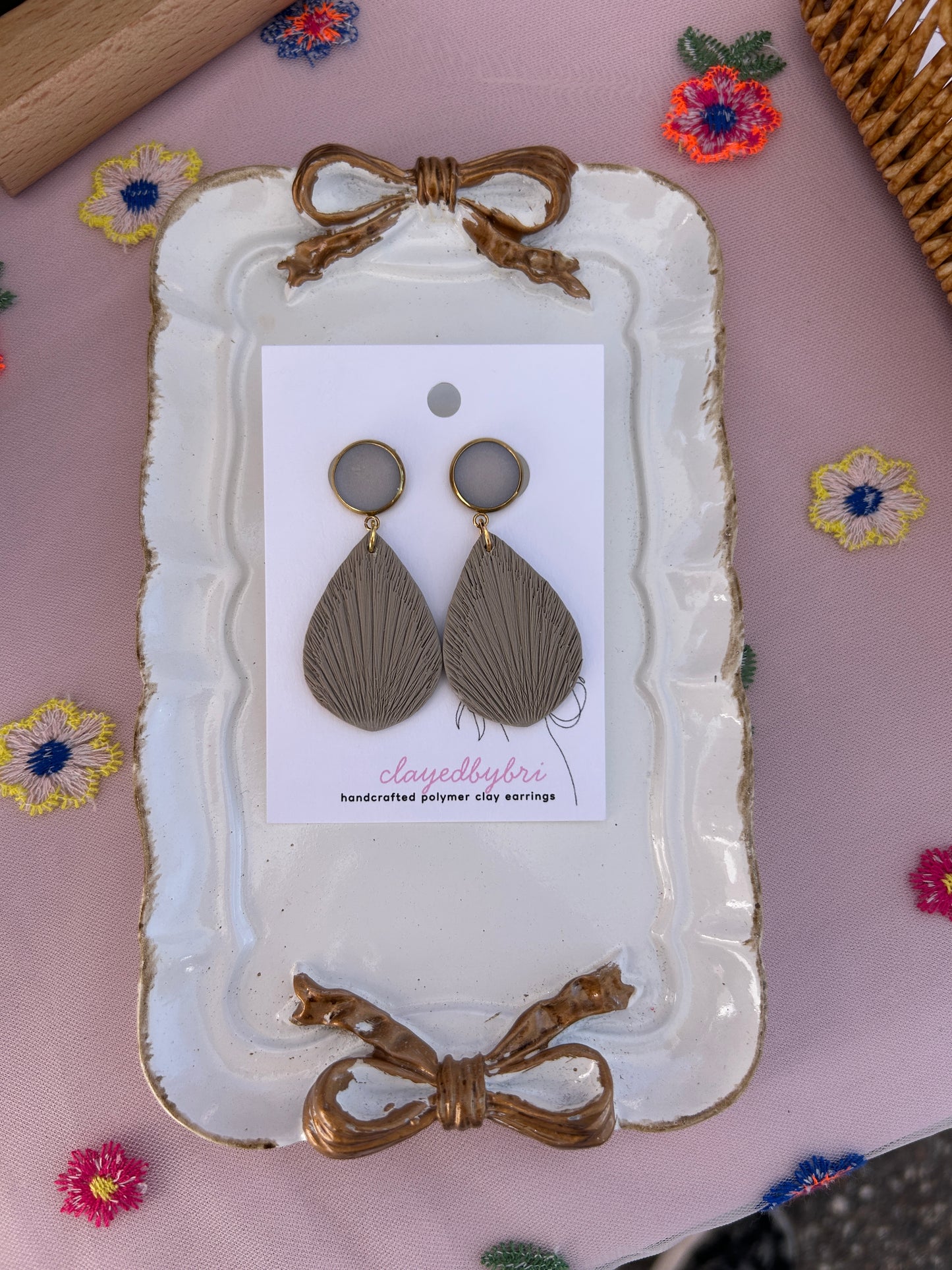 Beige Dangle Earrings