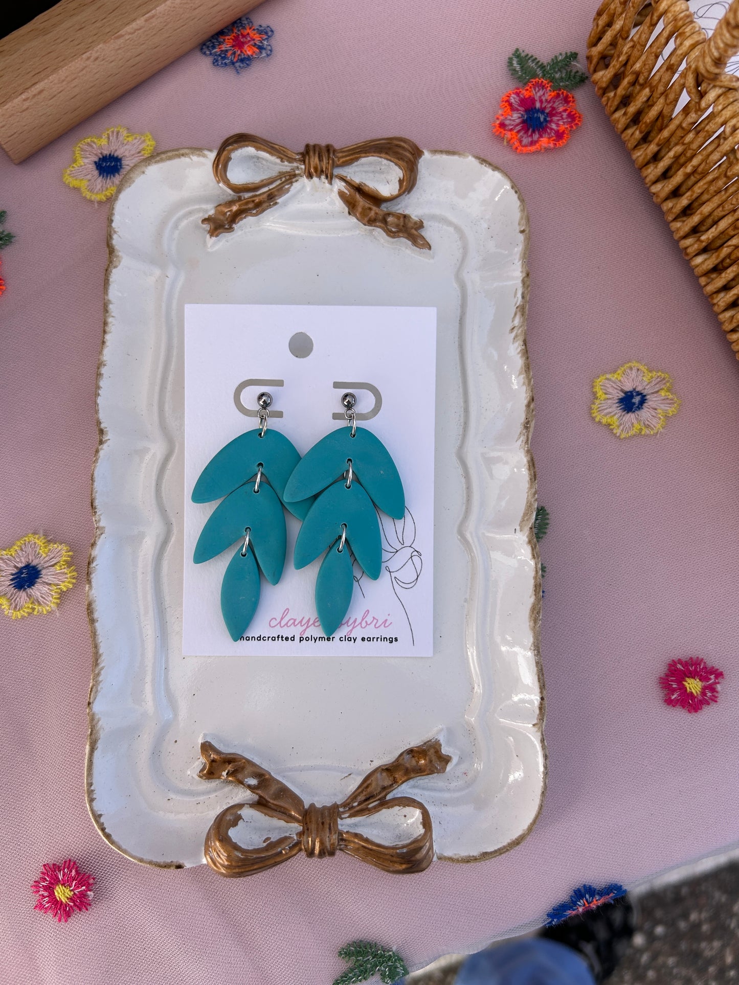 Light Blue Tiered Dangle Earrings