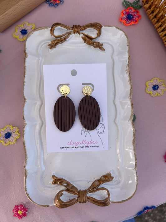 Purple and Gold Oval Shaped Dangle Earrings