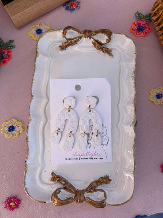 White Checkered Pattern Dangles
