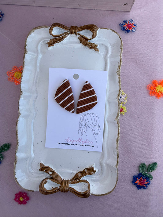 White & Brown Striped Studs