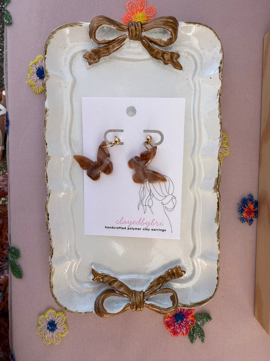 Small Brown Butterfly Hoops