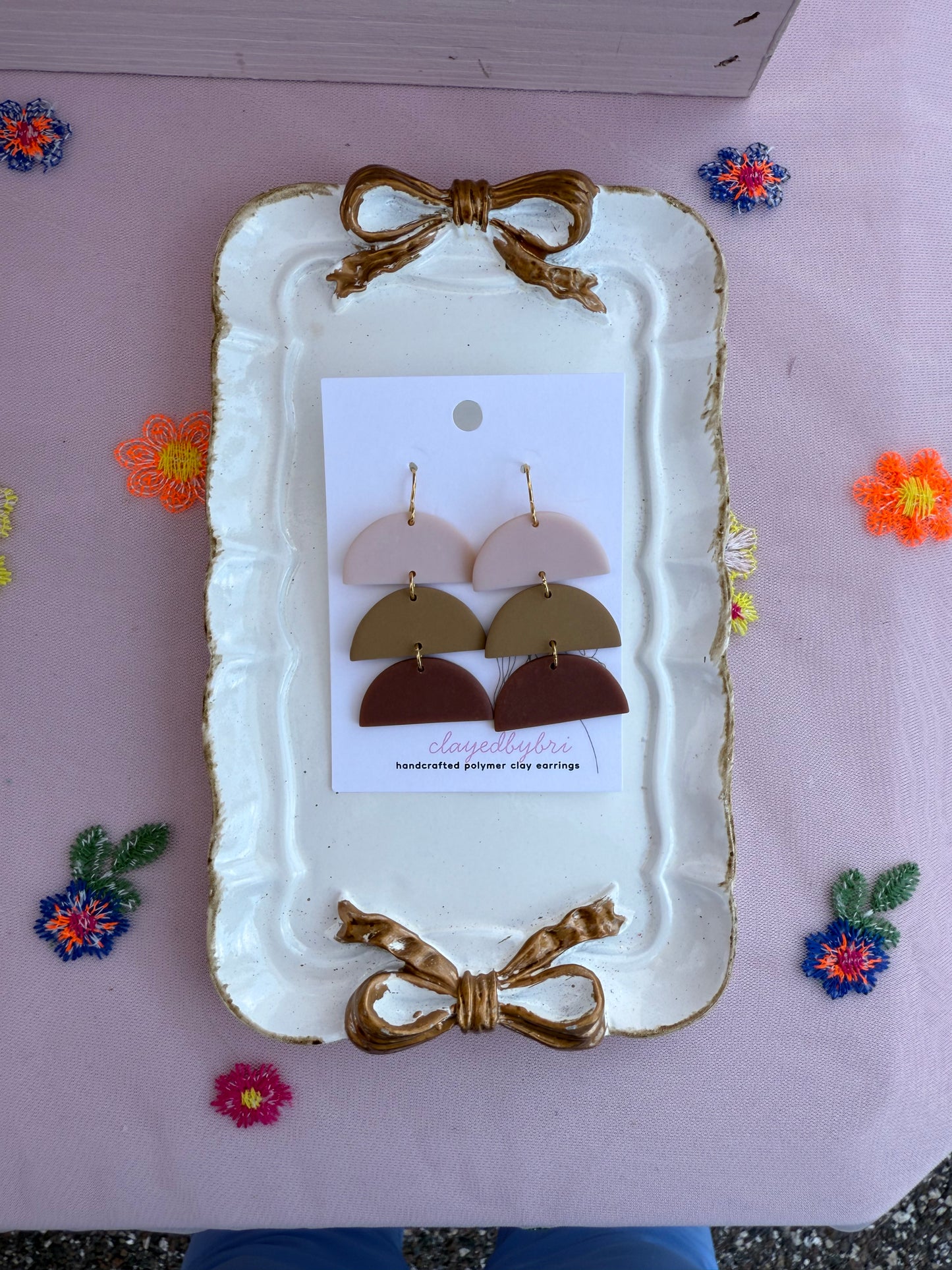 Pink, Tan, Brown Dangles