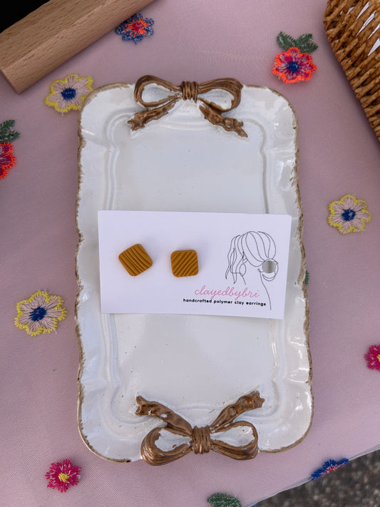 Yellow Patterned Stud Earrings