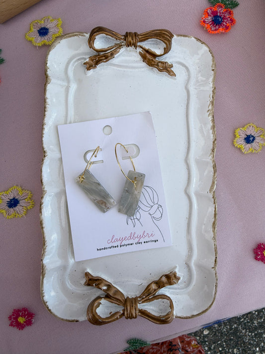 Marbled Light Blue & Gold Hoops