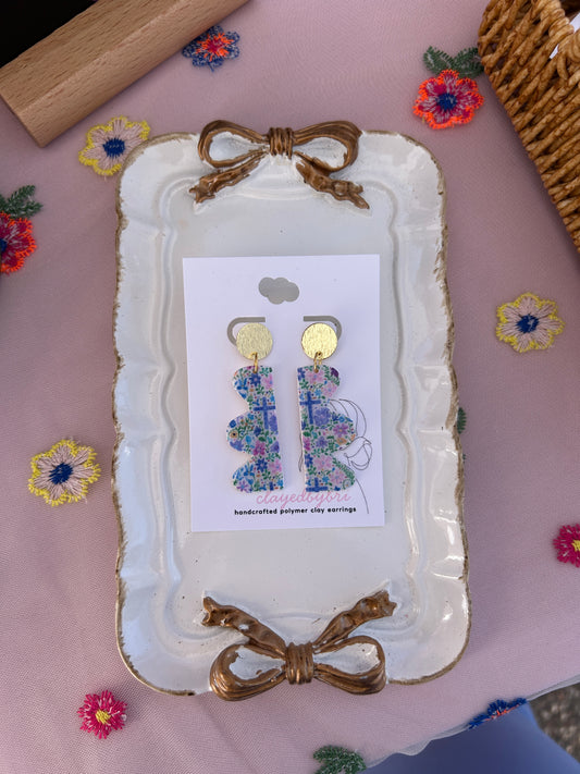 Floral Cross Patterned Dangles