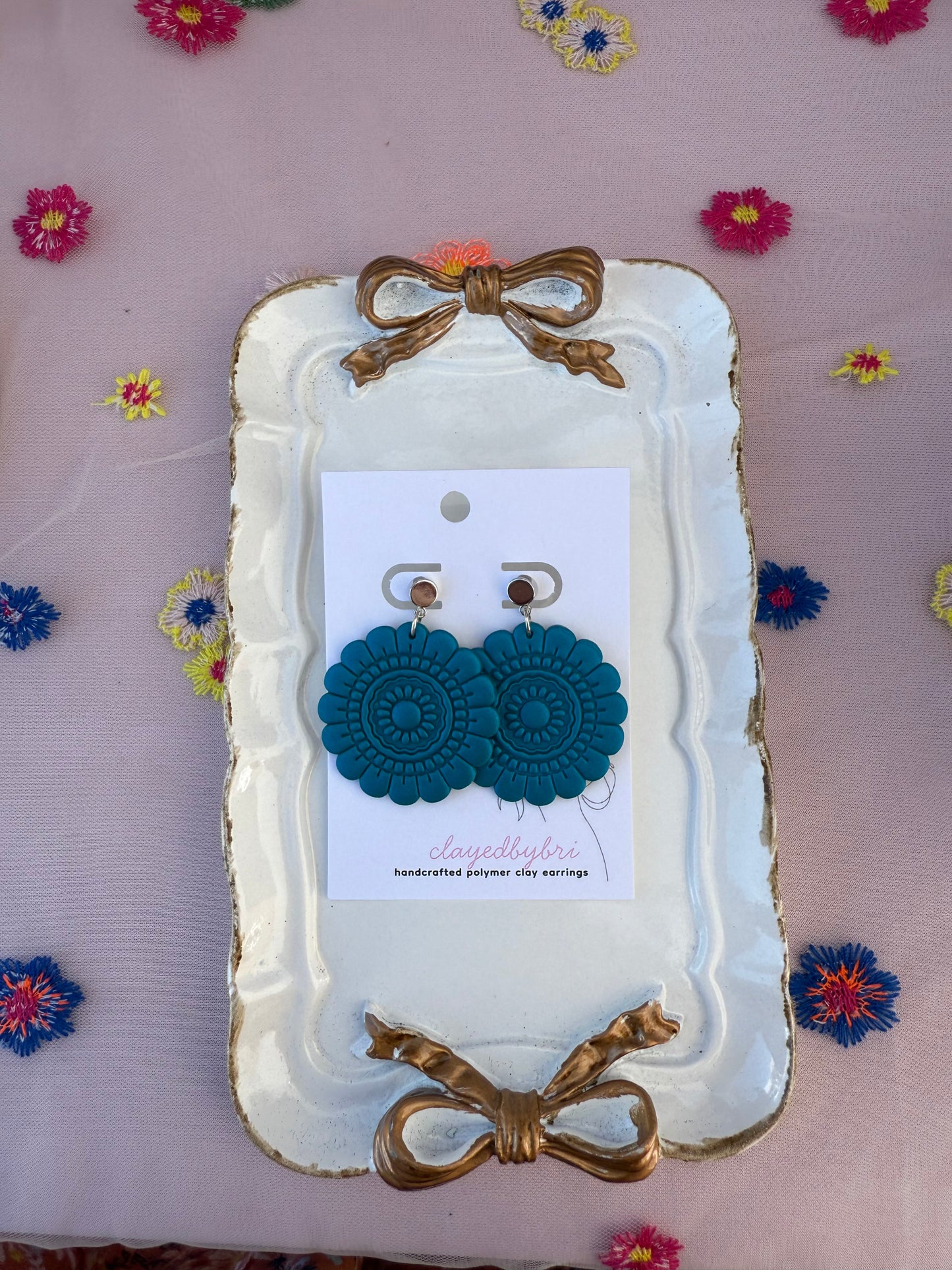 Blue Floral Mandala Dangles