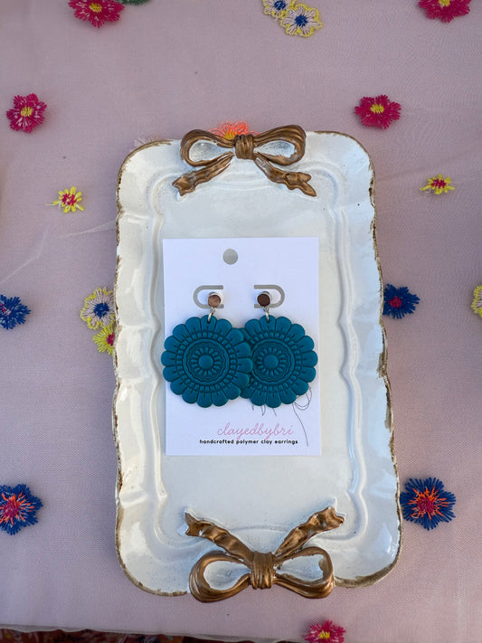 Blue Floral Mandala Dangles