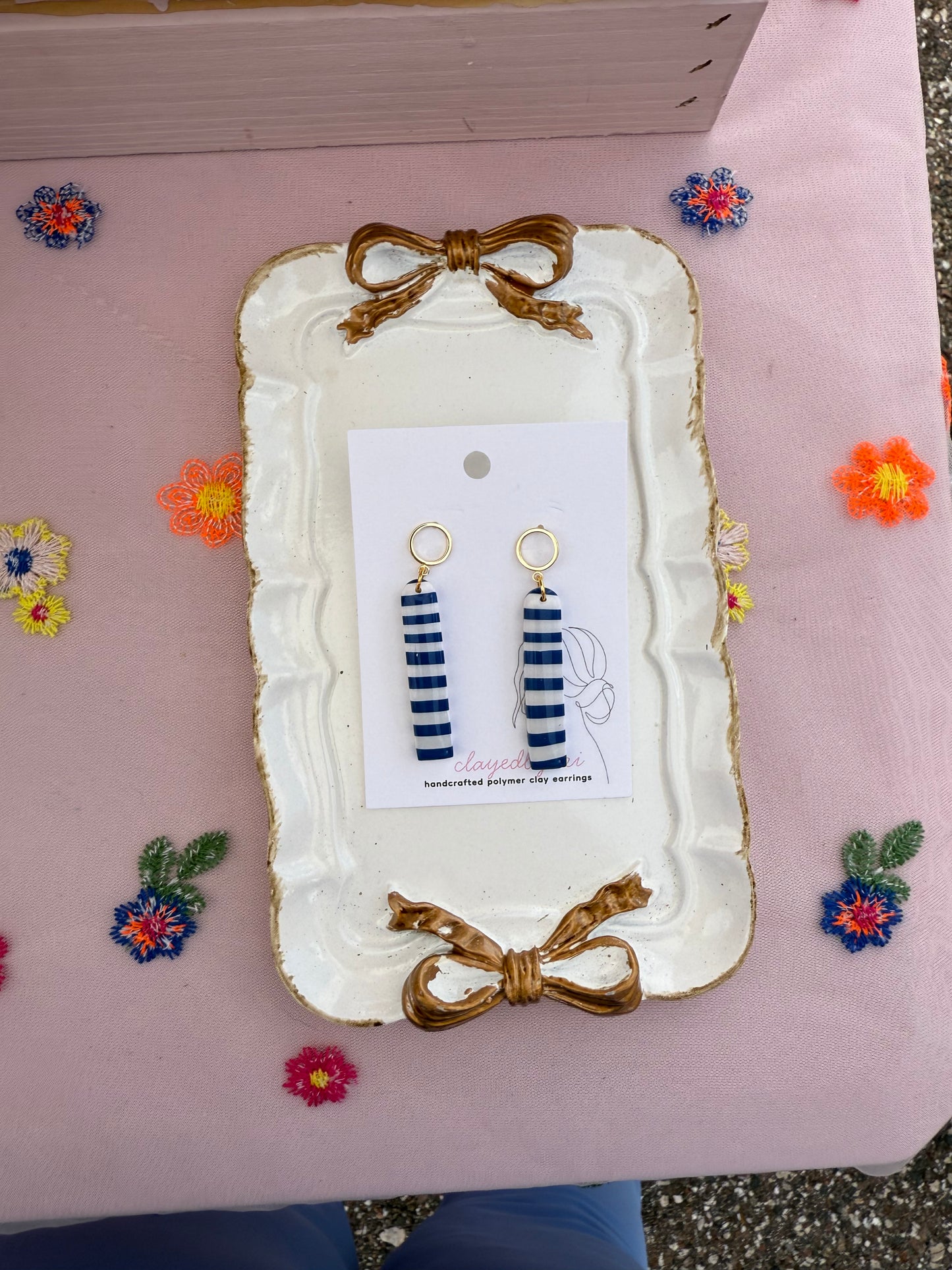 Blue and White Stiped Dangles