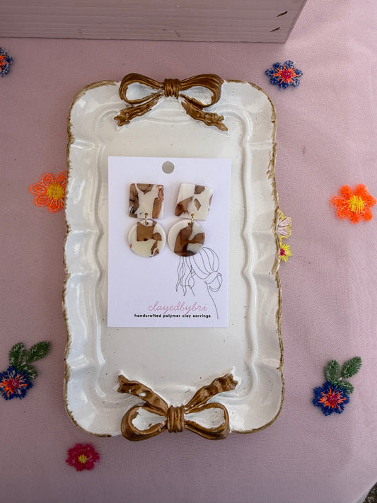 Brown and White Marbled Dangles