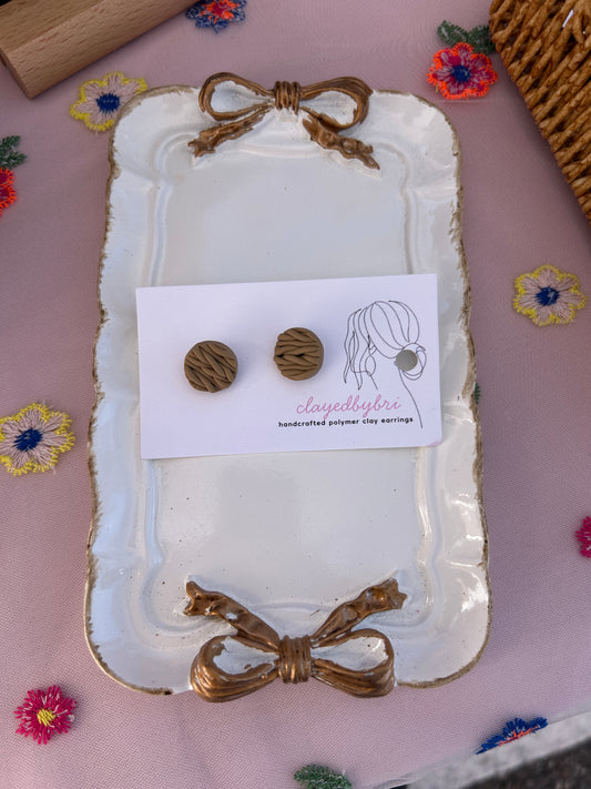 Tan Braided Round Studs