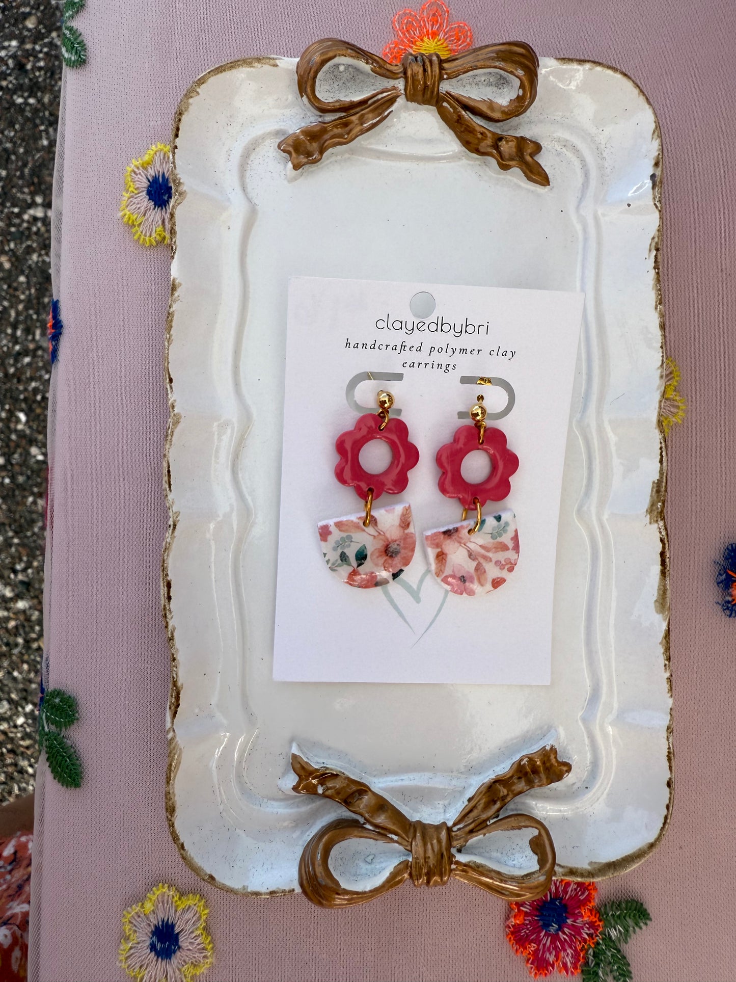 Pink Floral Dangles