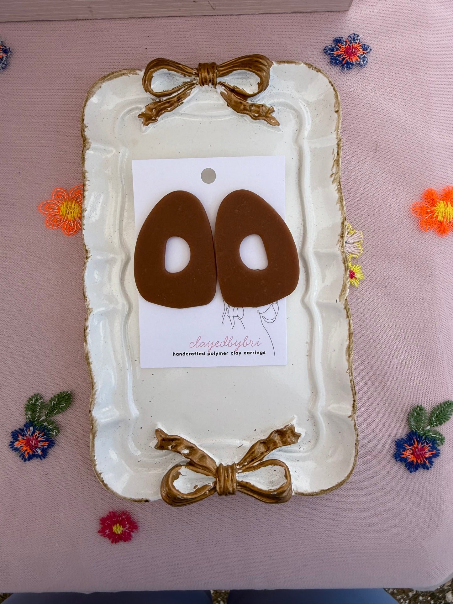 Brown Funky Oval Shaped Earrings