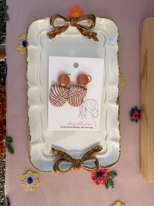 Burnt Orange Patterned Dangles