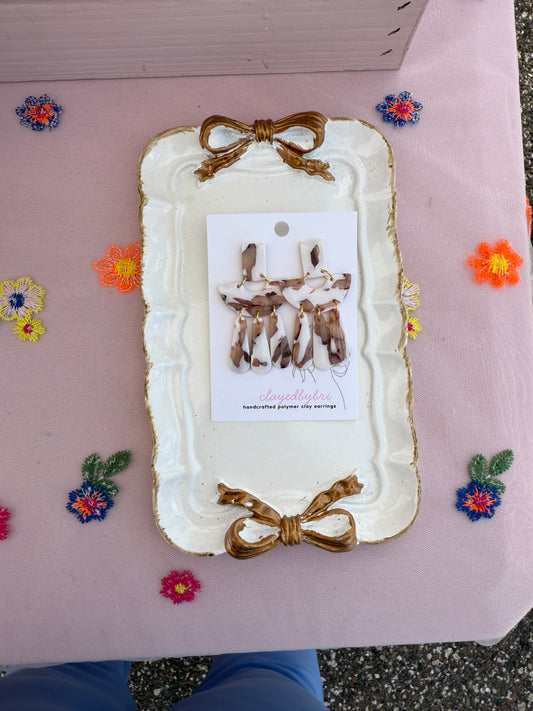 White & Brown Marbled Dangles