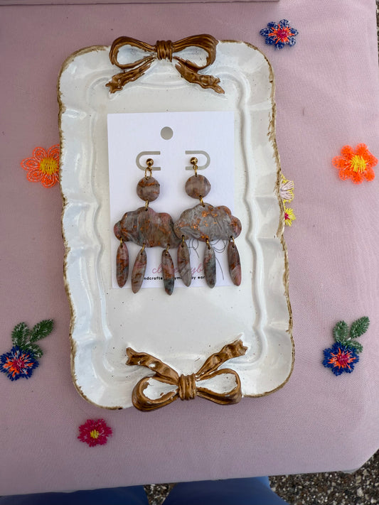 Marbled Cloud Dangle, Gray-ish & Gold