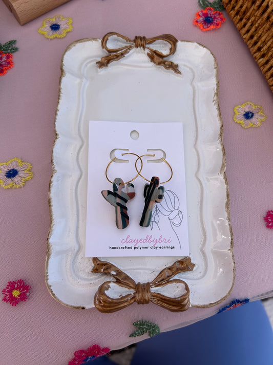 Patterned Cactus Hoops