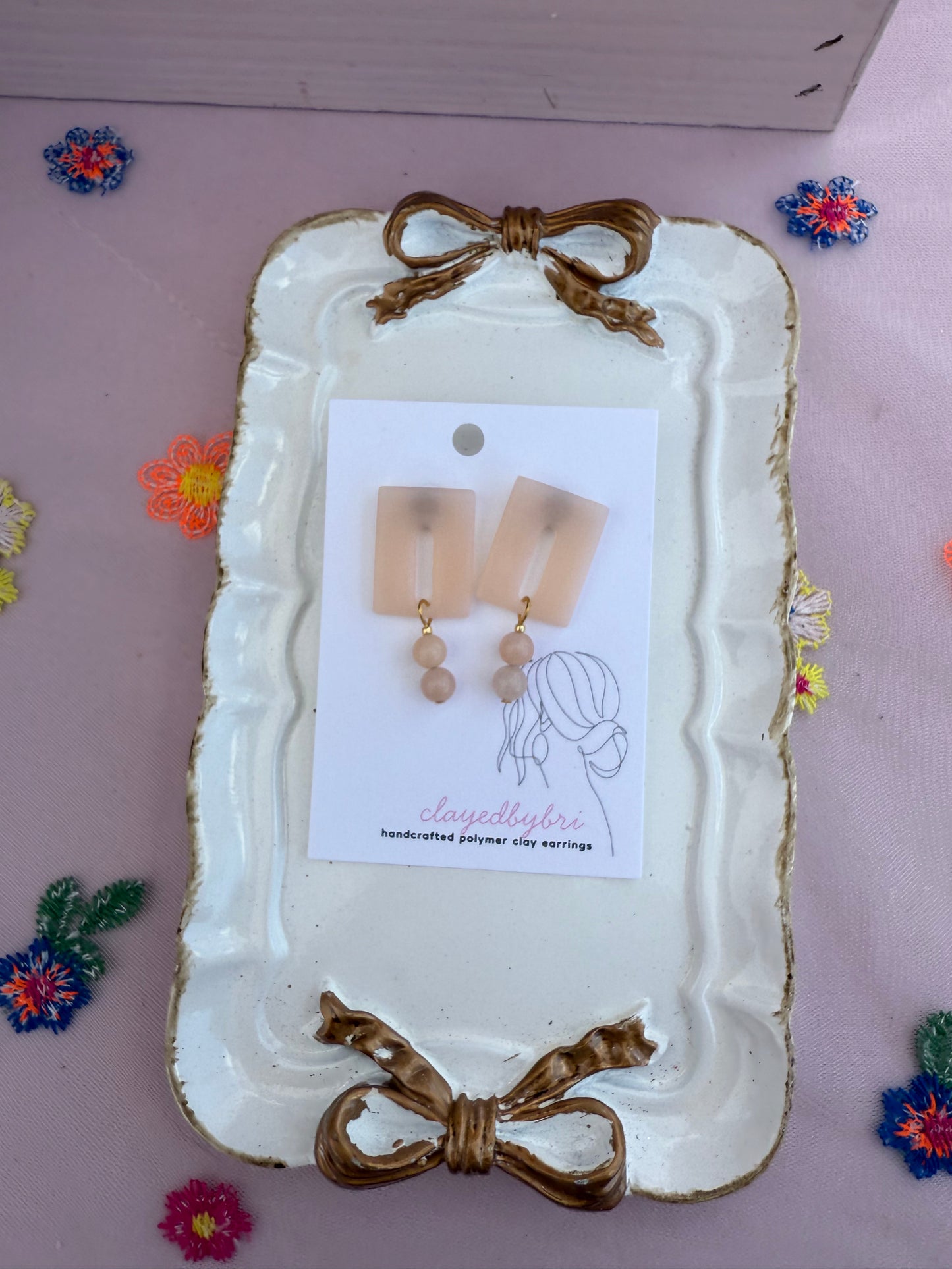 Peach Colored Dangles with Beads